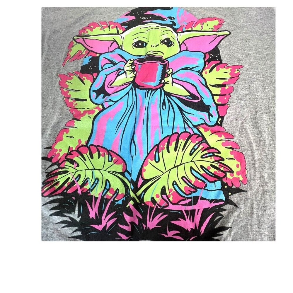 Star Wars x Neff Youth Gray Grogu Baby Yoda Short Sleeve Graphic Shirt Small